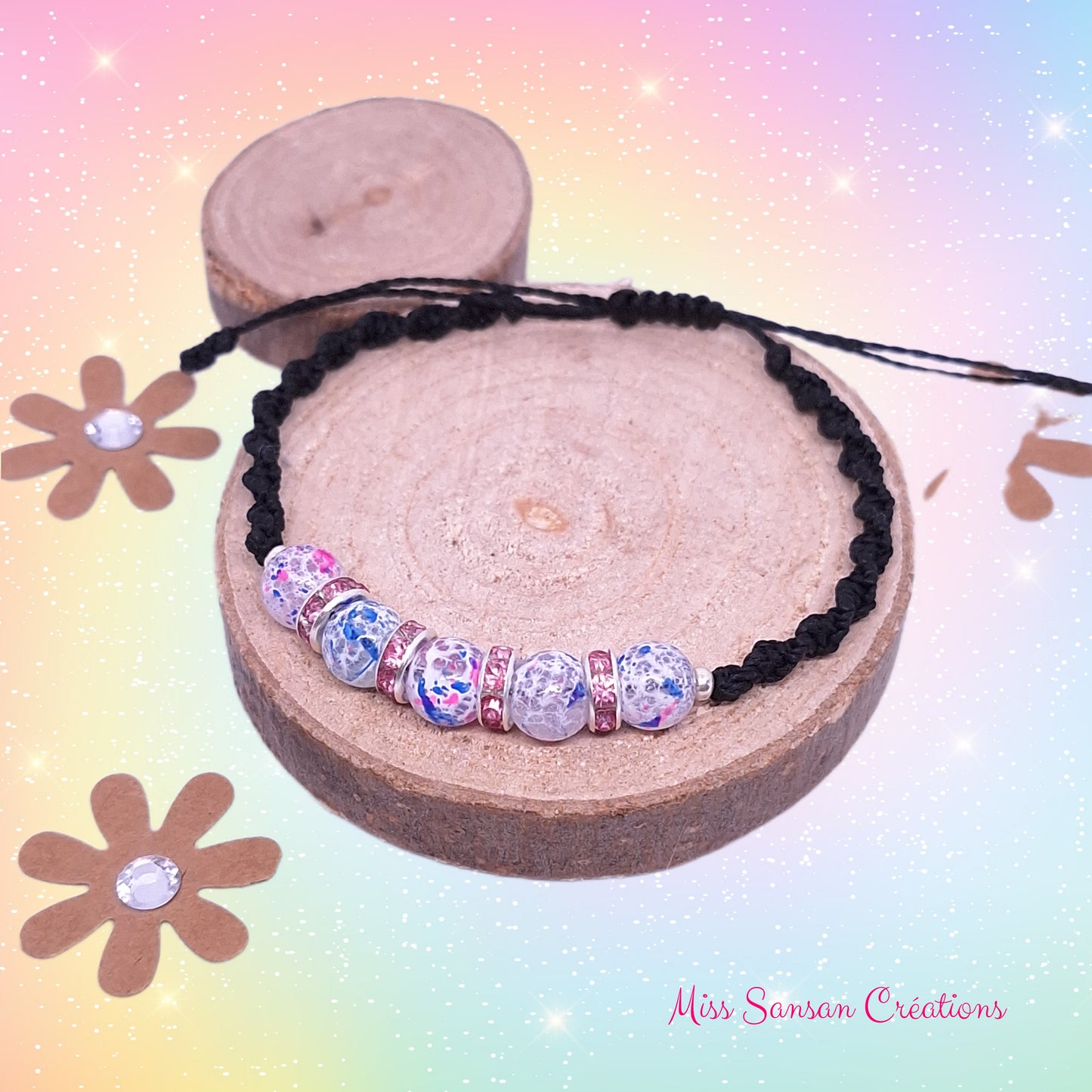 Bracelet "BlingBling" rose et bleu