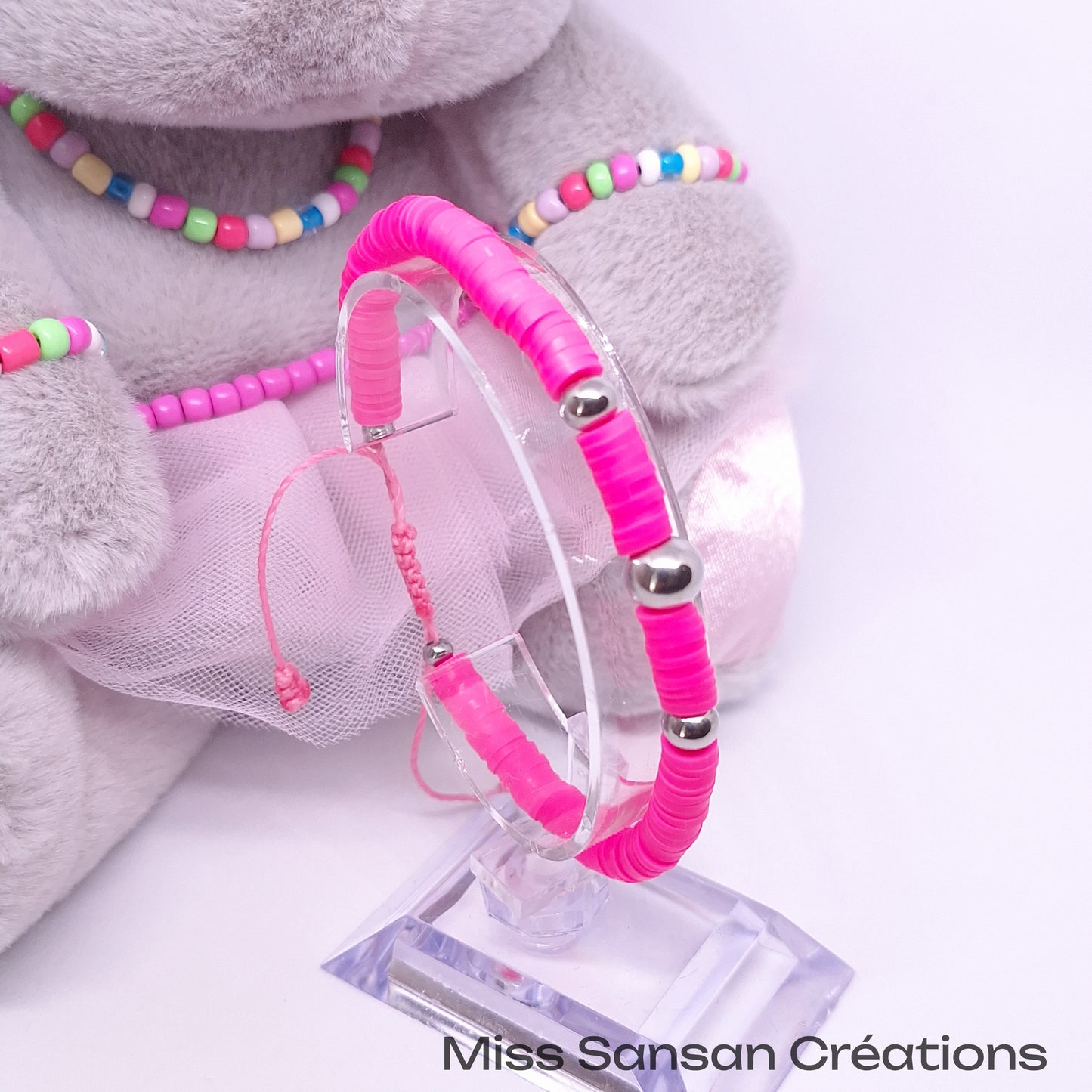 Bracelet Heishi - Rose Flashy